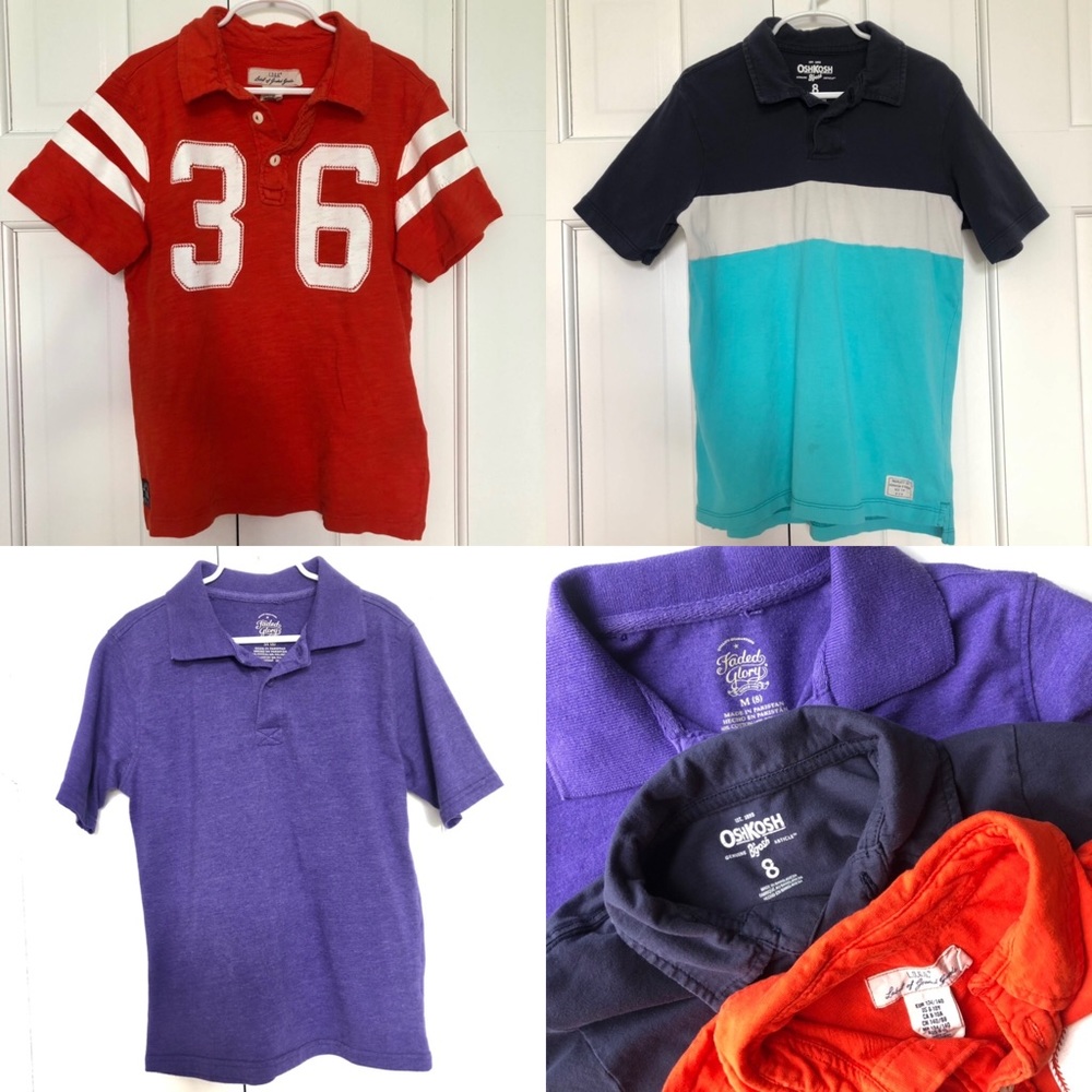 Lot/bundle of 3 Boys' Knit Polo Collar Shirts